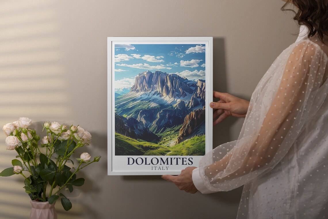 Dolomites Italy Travel Poster, Sella Group Landscape - Image 2