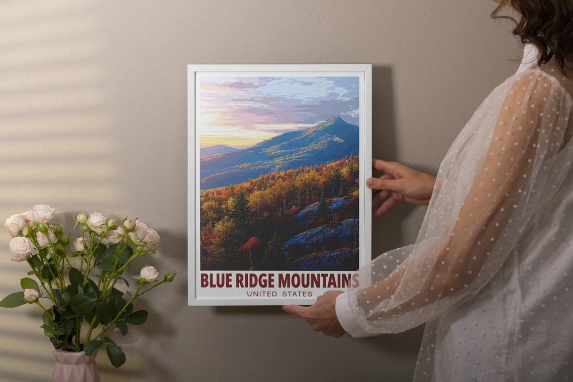 Blue Ridge Mountains Poster Grandfather Mountain Fall Sunset Art - Image 3