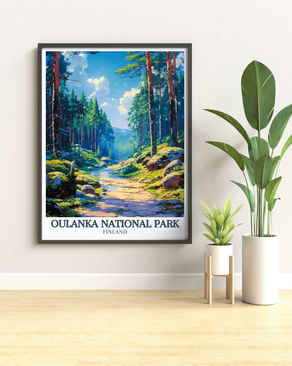 Oulanka National Park Finland Forest Trail Deer Wildlife Scenic Poster - Image 3