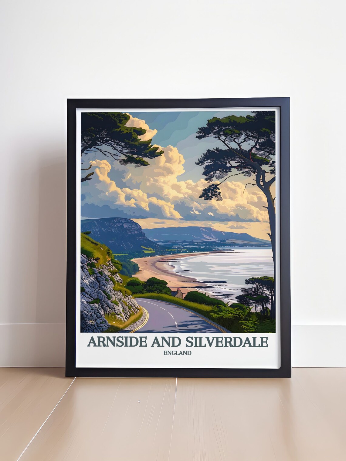 Arnside And Silverdale England Travel Poster Coastal Road Bay View - Image 4