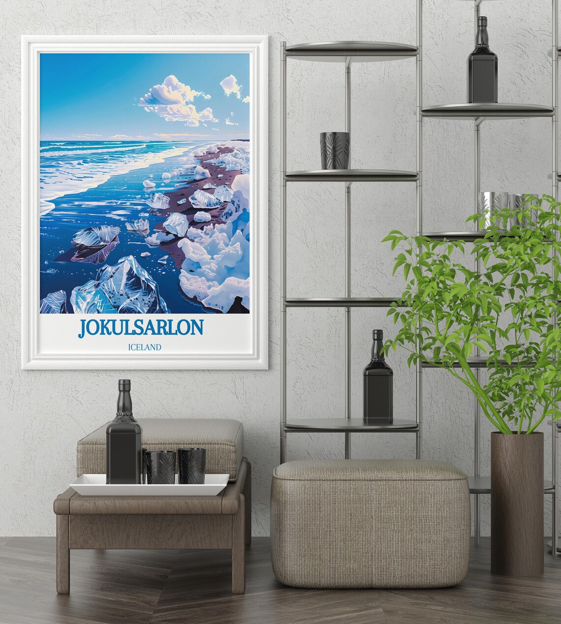 Jokulsarlon Ice Beach Waves Crystal Icebergs Iceland Travel Poster - Image 4