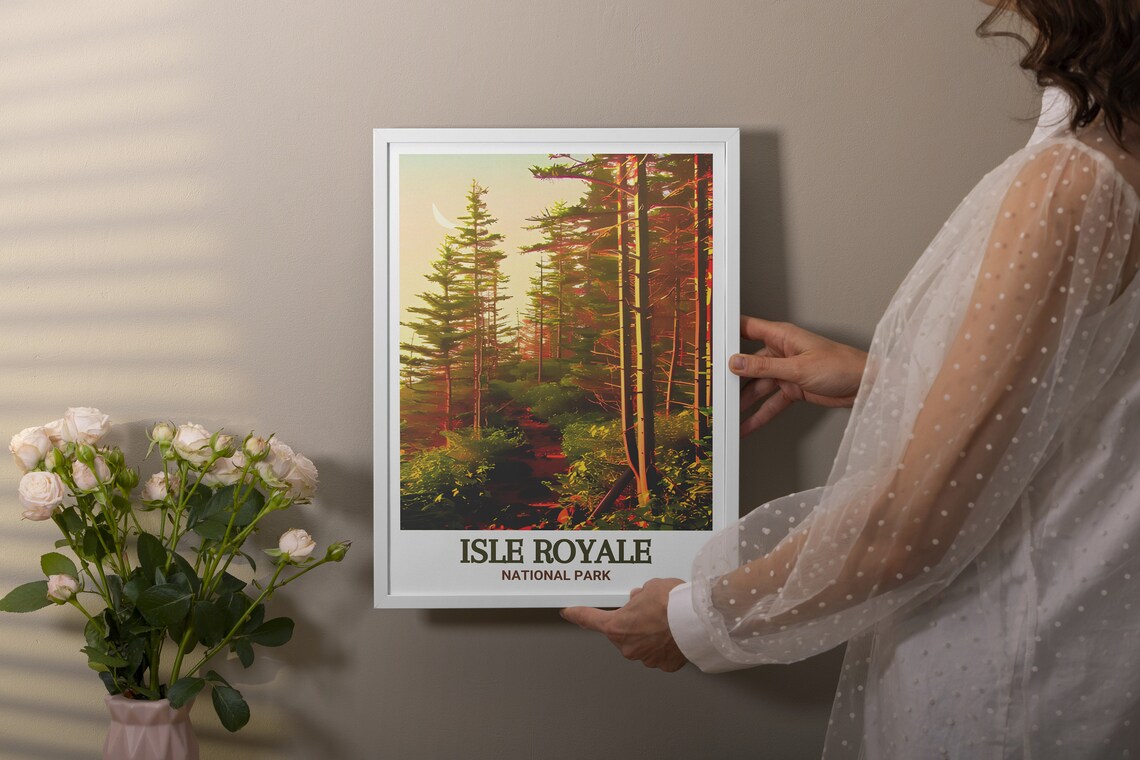 Isle Royale Greenstone Ridge Forest Trail Golden Pines Poster - Image 2