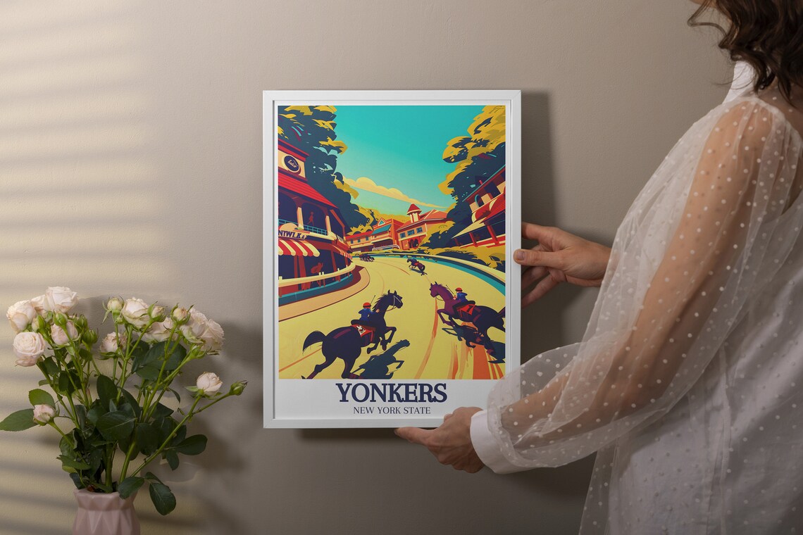 Yonkers New York Harness Racing Horses Raceway Sports Poster - Image 2