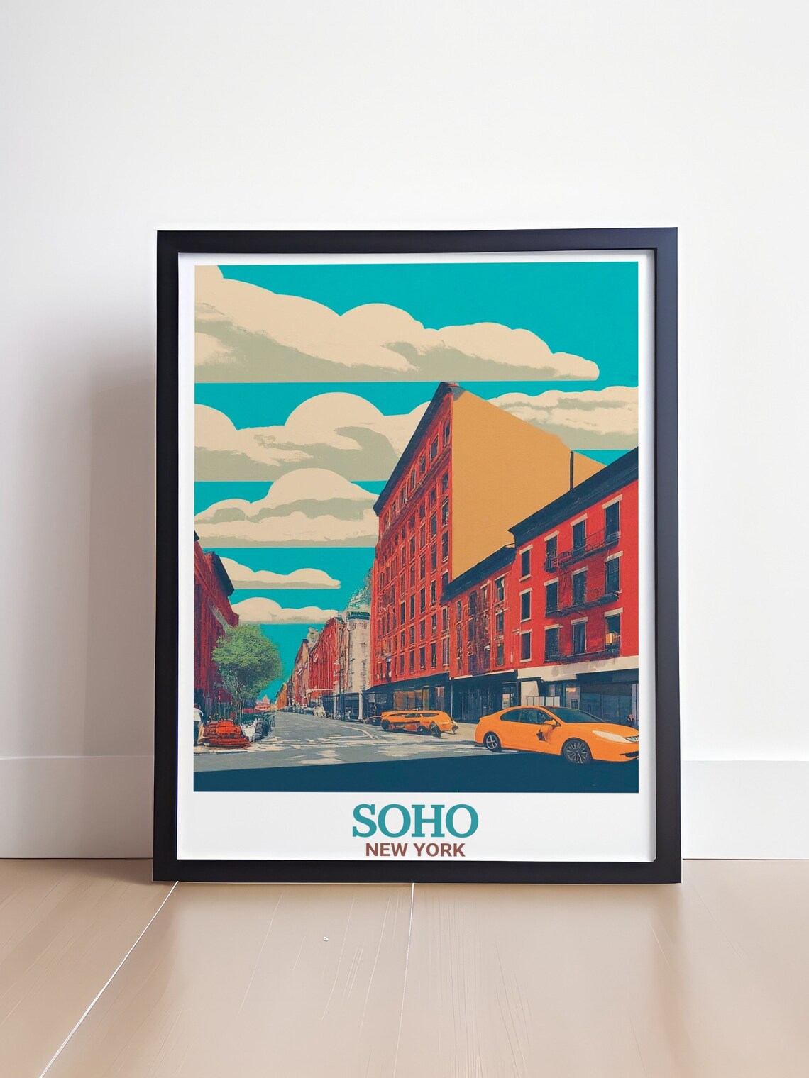 Soho New York Spring Street Yellow Taxis Brick Buildings Poster - Image 4