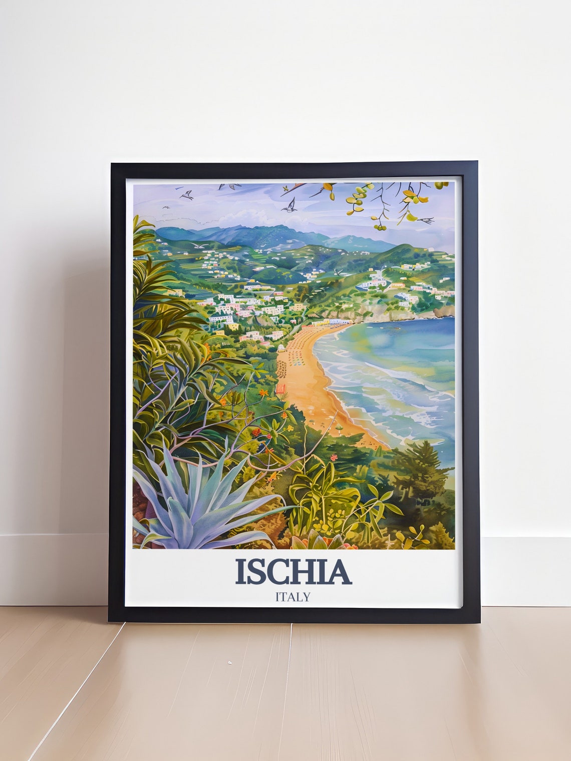 Ischia Italy Lush Green Coastline And Sandy Beach View Poster - Image 4