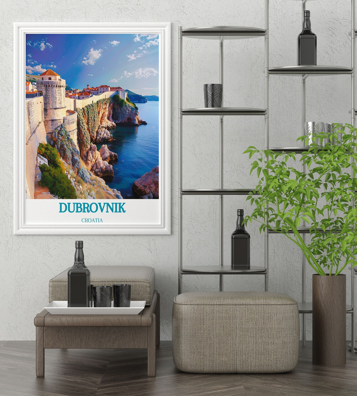 Dubrovnik Croatia Travel Poster Ancient City Walls Over The Sea - Image 3