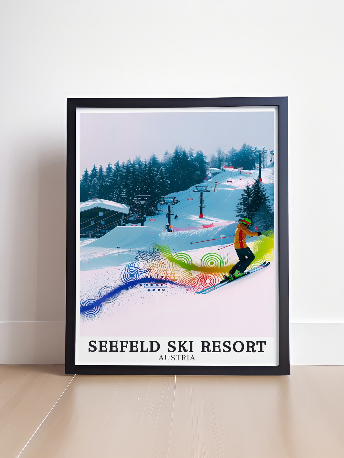 Seefeld Ski Resort Austria Colorful Trail Air Jumper Art Poster - Image 4