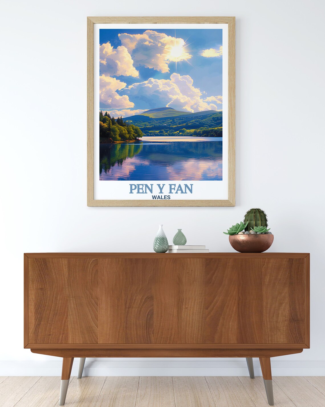 Pen y Fan Wales Pontsticill Reservoir Mountain Mirror Poster - Image 3