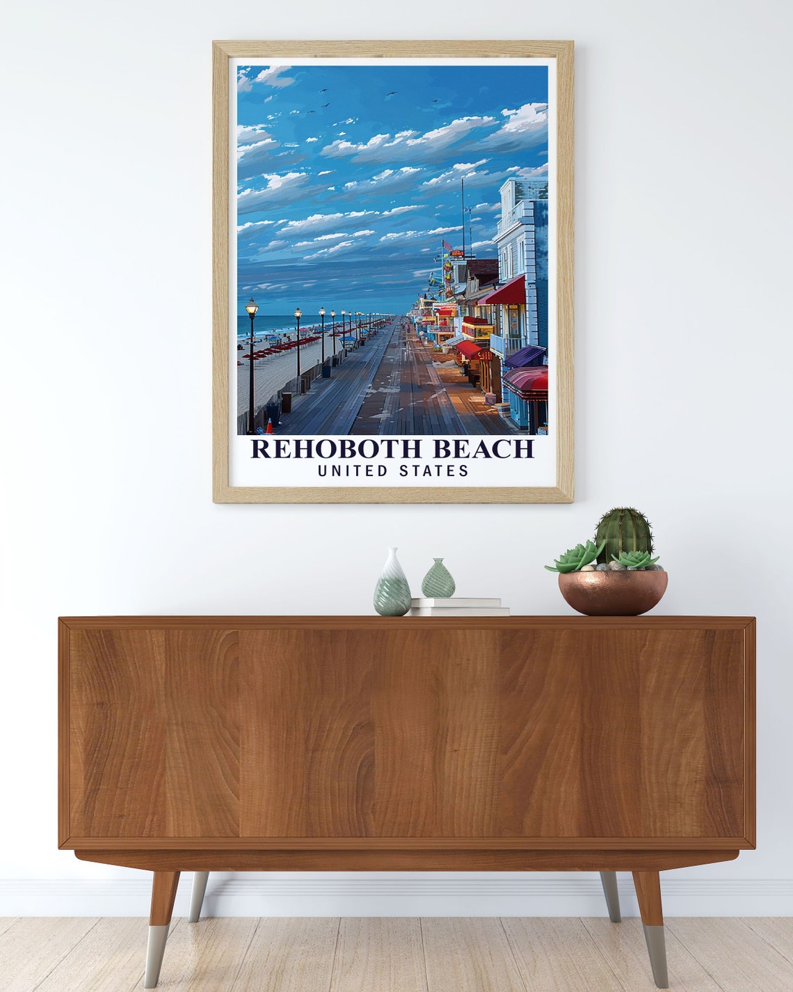Rehoboth Beach Boardwalk Twilight Delaware Seaside Shops Poster - Image 2