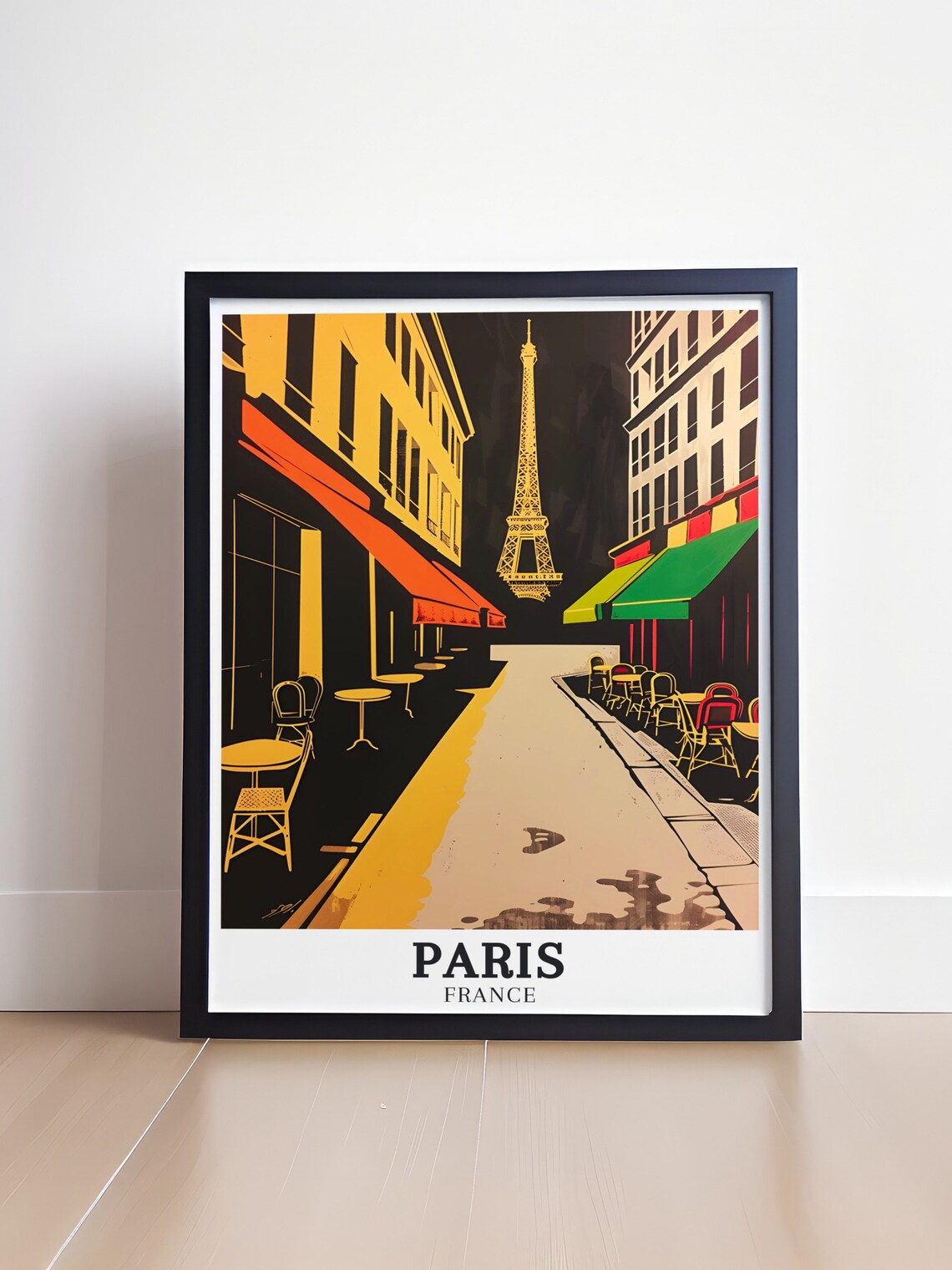 Paris Eiffel Tower Night Cafe Street Noir Style Travel Poster - Image 4