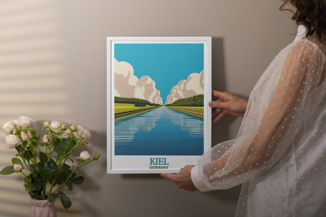 Kiel Germany Canal Symmetry Sky Cloud Reflections Travel Poster - Image 3