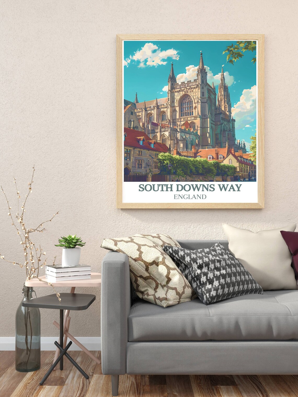South Downs Way England Poster Historic Cathedral Town Travel View - Image 3