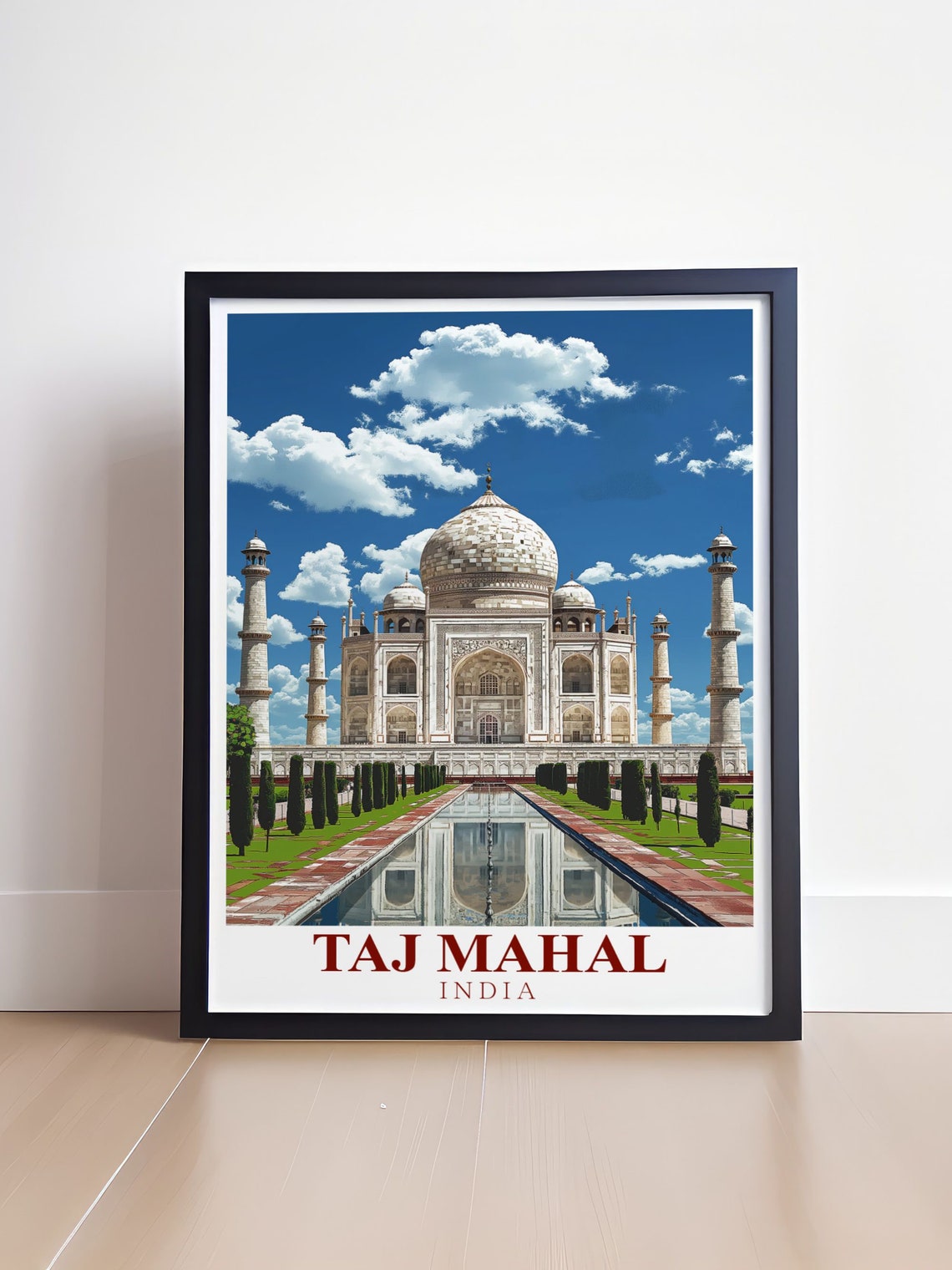 Taj Mahal India Classic Frontal View With Reflecting Pool Poster - Image 4