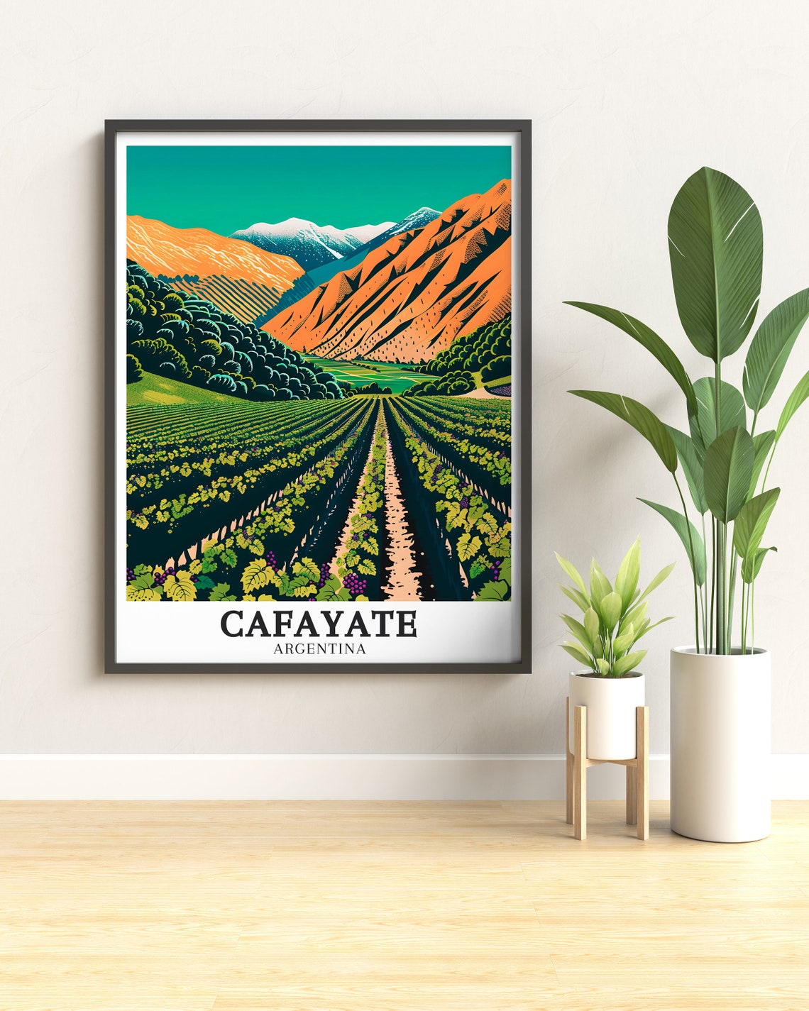 Cafayate Argentina Vineyards Beneath Red Andes Peaks Art Poster - Image 2