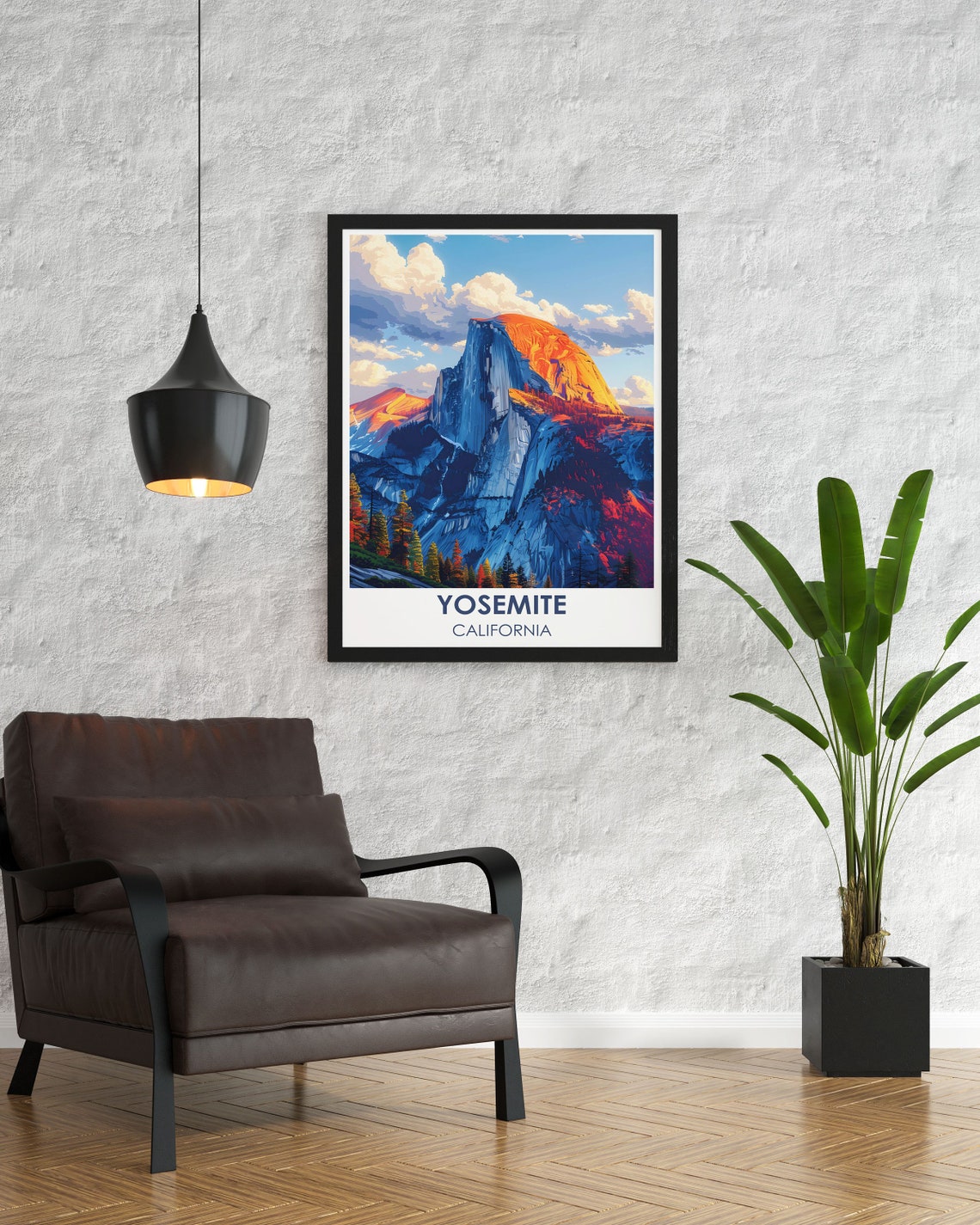 Yosemite Half Dome Sunset Fiery Orange Glow Granite Peak Poster - Image 2