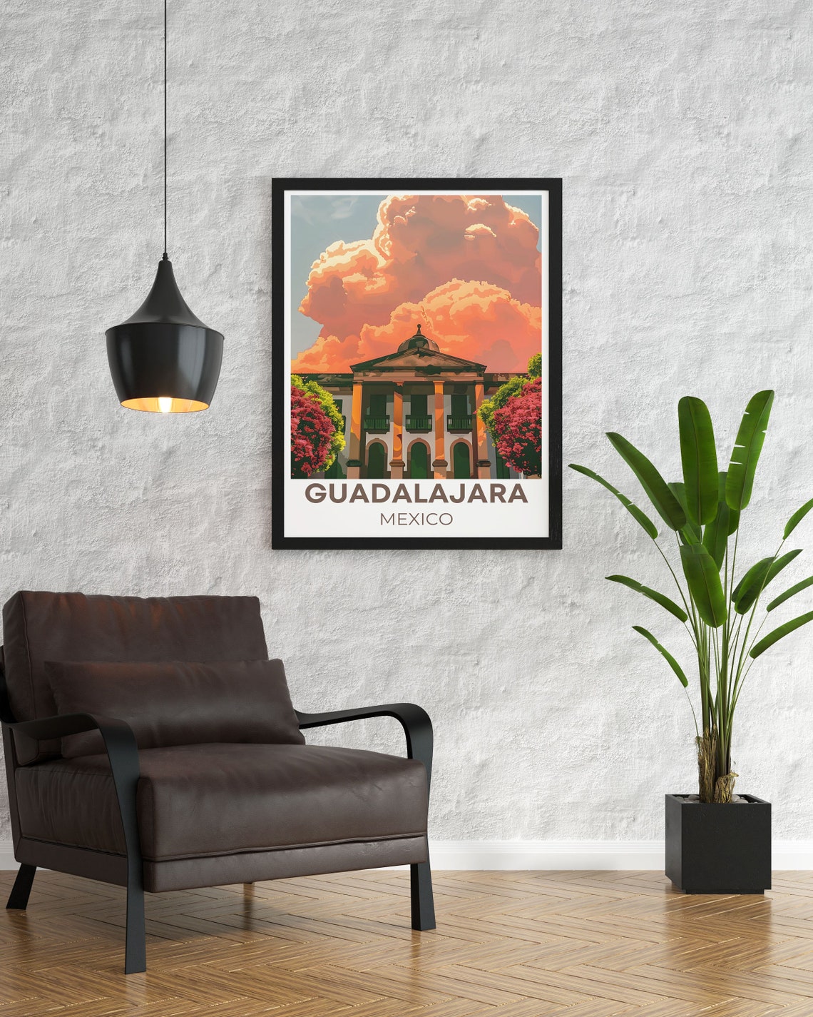 Guadalajara Mexico Colonial Columns Sunset Cloudscape Poster - Image 2