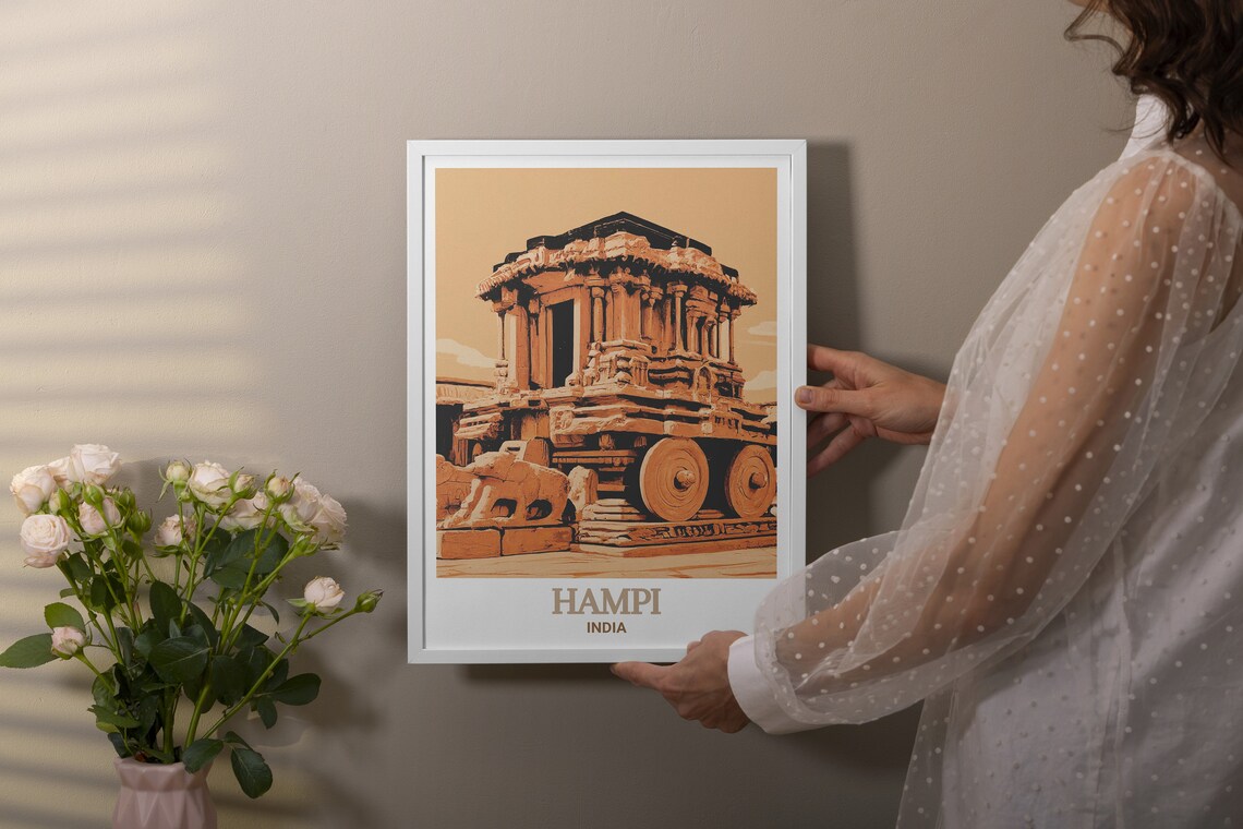Hampi Vijaya Vittala Stone Chariot Ancient India Travel Poster - Image 3