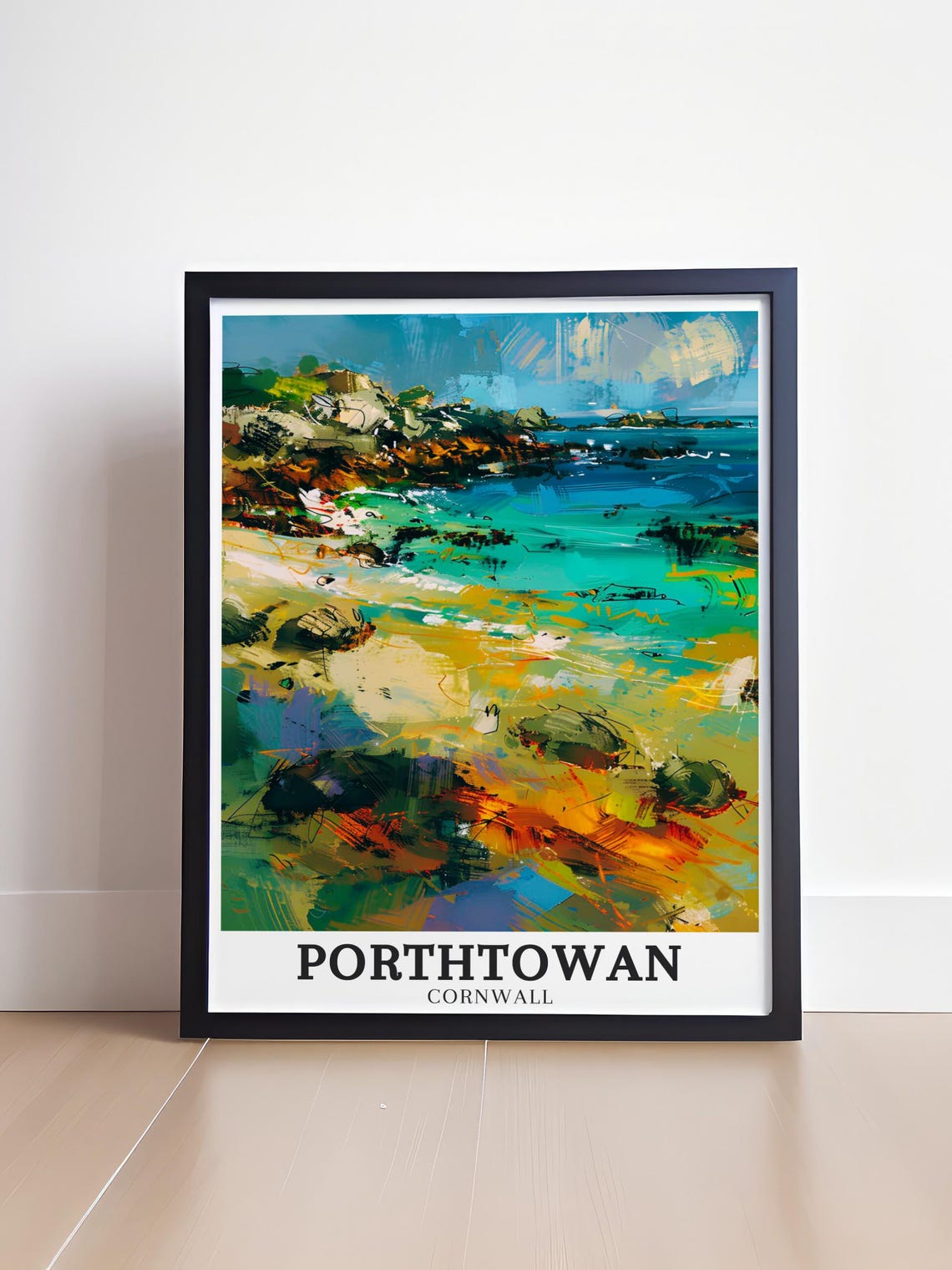 Porthtowan Cornwall Rocky Coast Turquoise Sea Art Travel Poster - Image 4