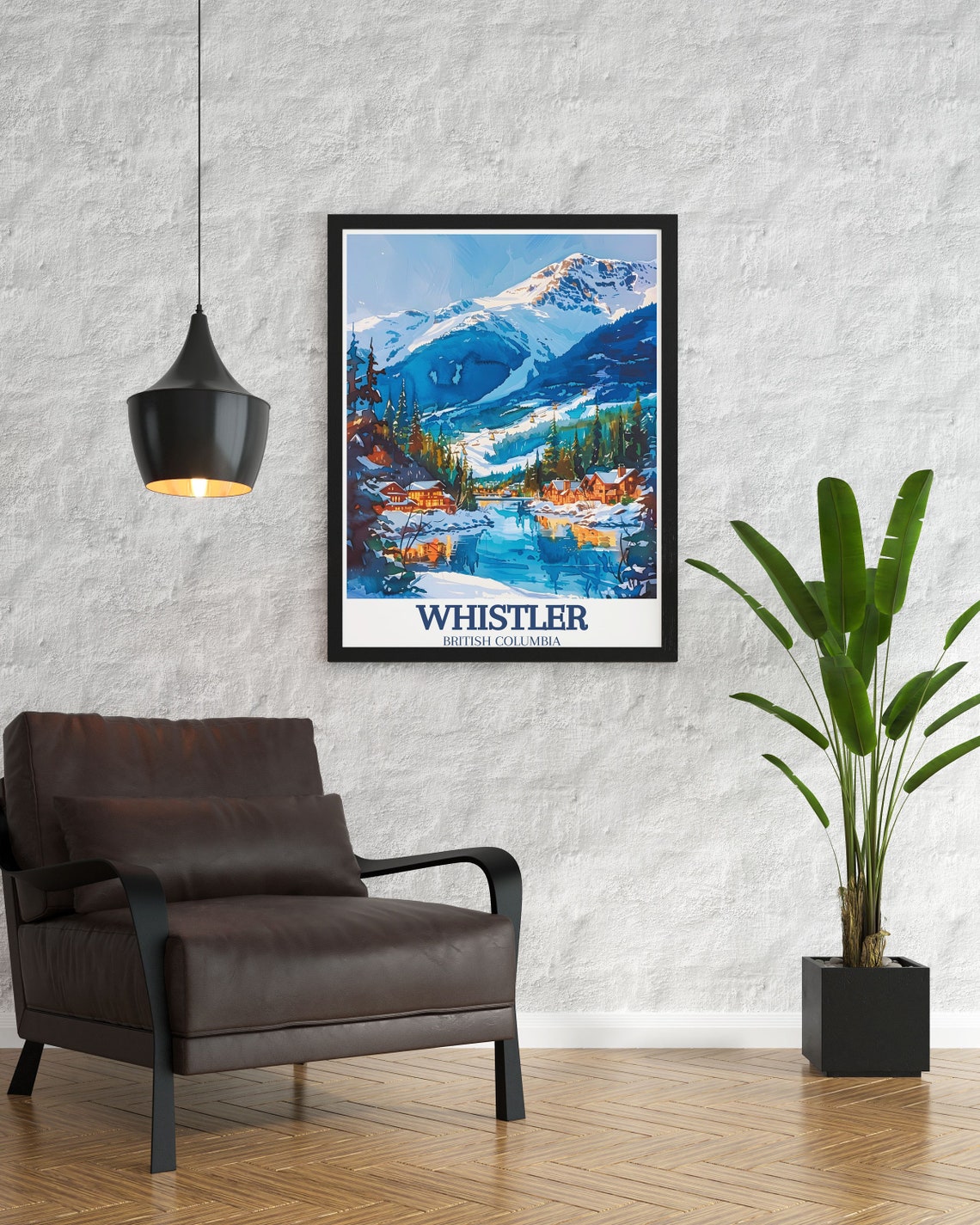 Whistler British Columbia Snowy Village River Winter Scene Poster - Image 2