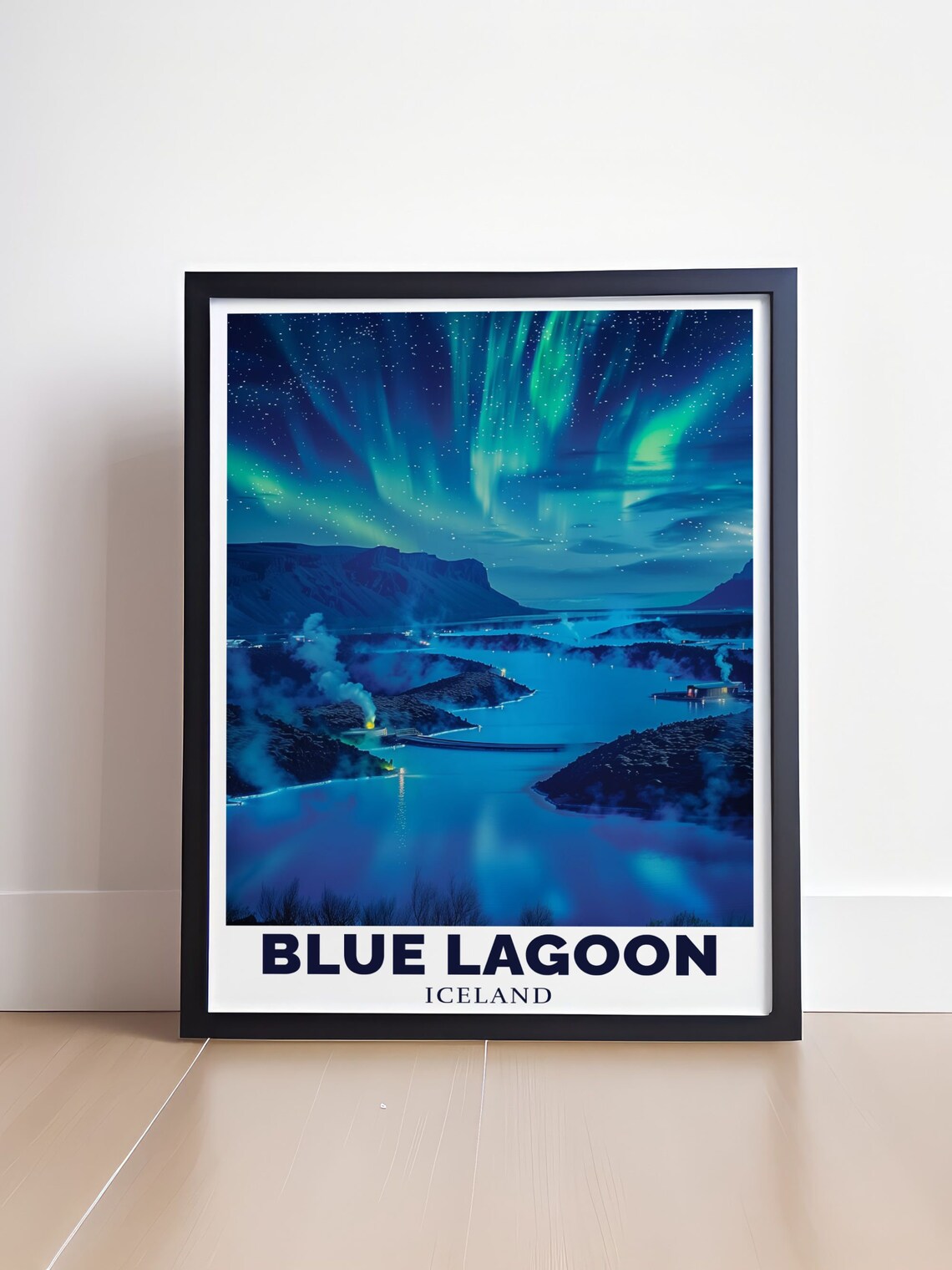 Blue Lagoon Northern Lights Over Steaming Waters Iceland Poster - Image 4