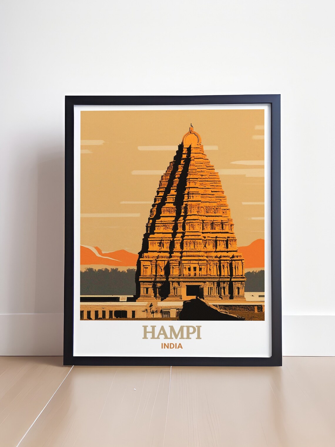 Hampi Virupaksha Temple Tower Glowing Sunset India Travel Poster - Image 4