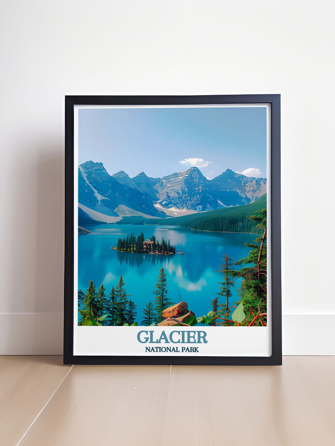 Glacier National Park Turquoise Lake With Pine Island Poster - Image 4