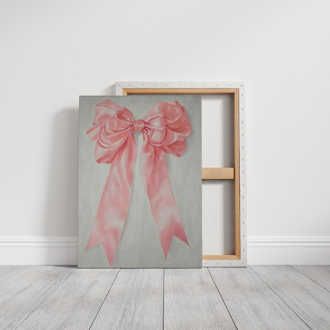 Pink Satin Ribbon Bow Large Feminine Minimalist Still Life Art Poster - Image 3