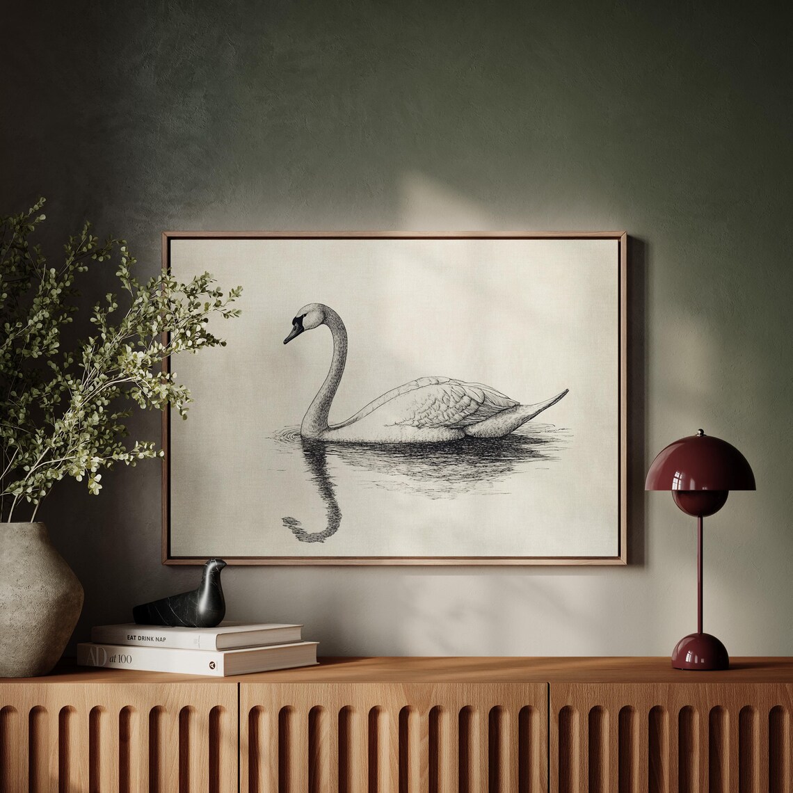 Graceful Swan Ink Drawing, Minimalist Bird Art - Image 5