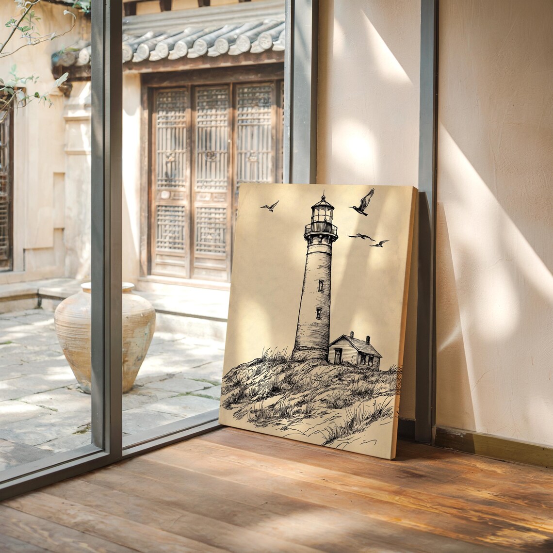 Vintage Lighthouse Sketch, Coastal Nautical Art Print - Image 3