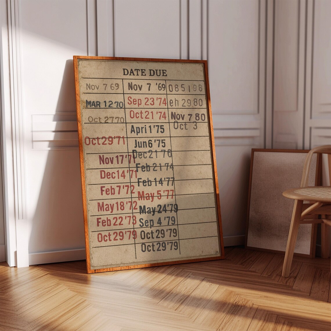 Vintage Library Due Date Card Retro Bookish Nostalgia Poster - Image 4