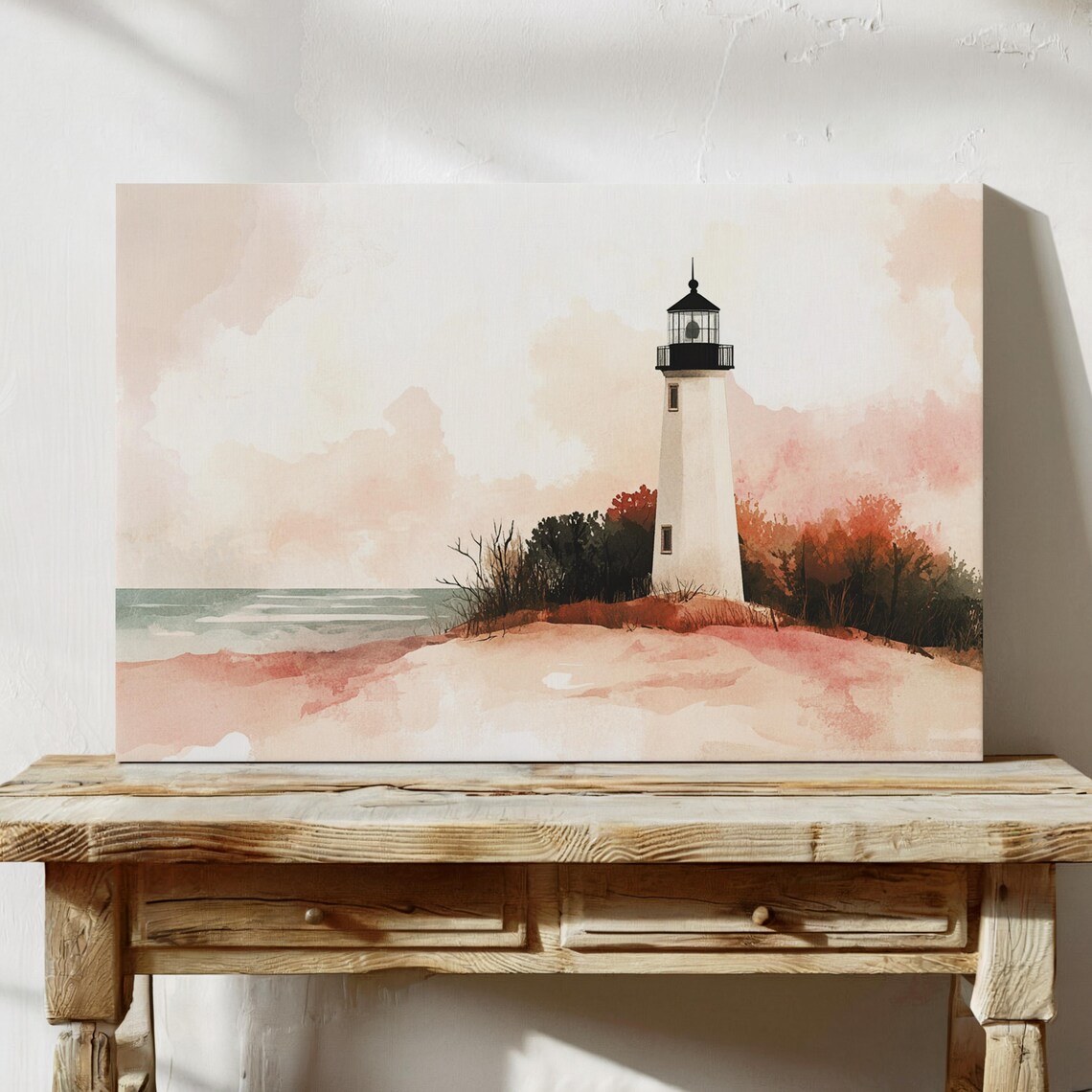 Peaceful Lighthouse Watercolor, Faith Inspired Beacon