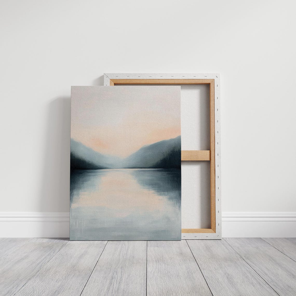 Minimalist Lake Landscape With Soft Pastels And Reflective Waters Wall Art Prints - Image 3