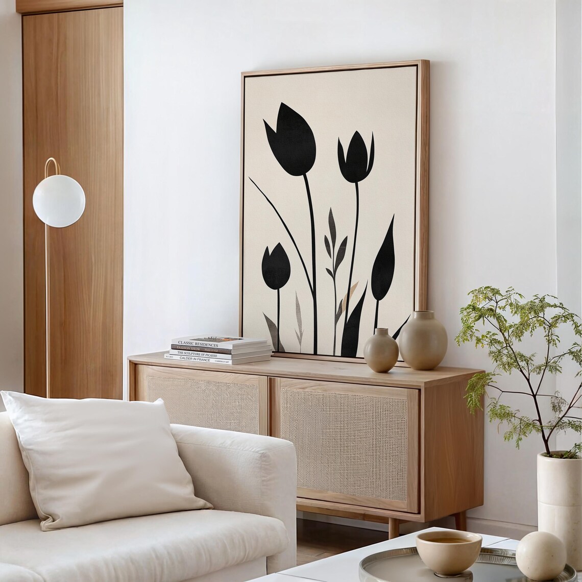 Minimalist Black Tulip Silhouette, Floral Decor - Image 3