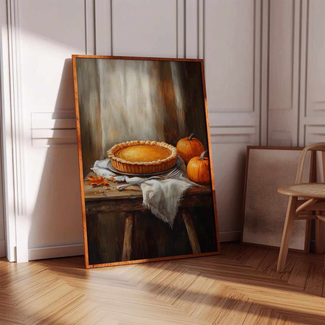 Rustic Pumpkin Pie Art Print, Autumn Kitchen Decor - Image 3
