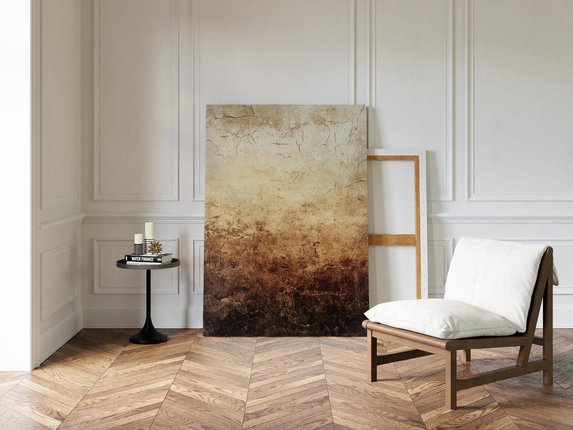 Rustic Textured Wall Art Earthy Beige And Brown Grunge Inspired Abstract Print For Modern And Vintage Home Dcor - Image 3