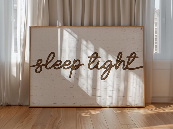 Sleep Tight Brown Script Rustic Farmhouse Birch Bedroom Quote Poster
