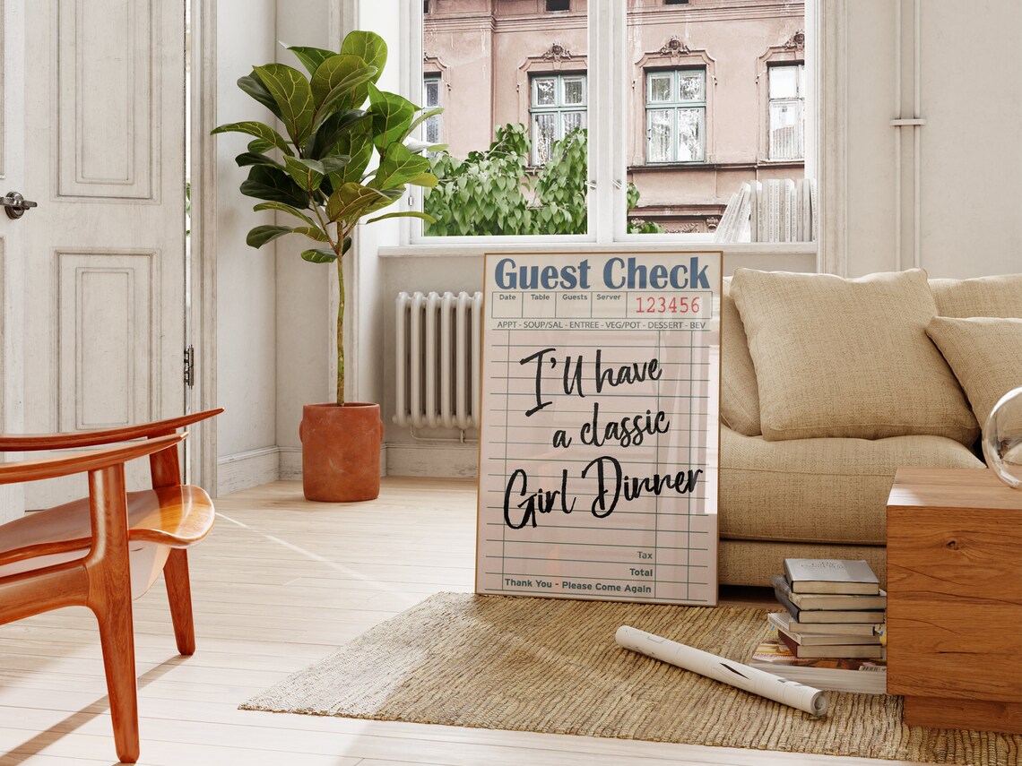 Guest Check Diner Ticket Girl Dinner Quote Retro Kitchen Wall Poster - Image 2