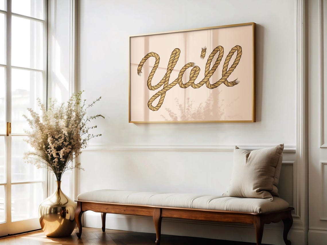 Yall Twisted Rope Lettering Rustic Western Farmhouse Wall Poster