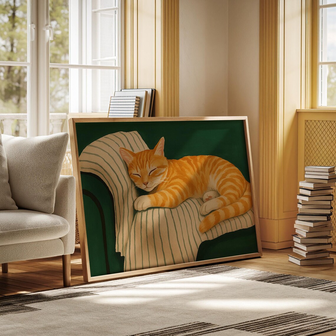 Orange Tabby Cat Sleeping, Cozy Feline Wall Decor - Image 3