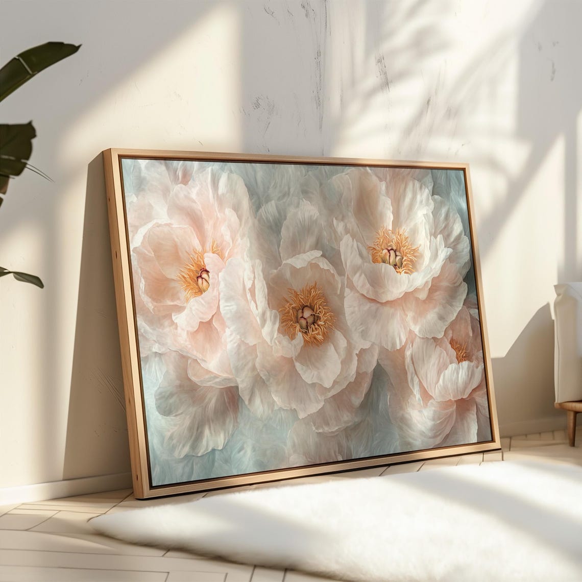 Blush Peony Pink Cream Soft Floral Botanical Romantic Flower Wall Art