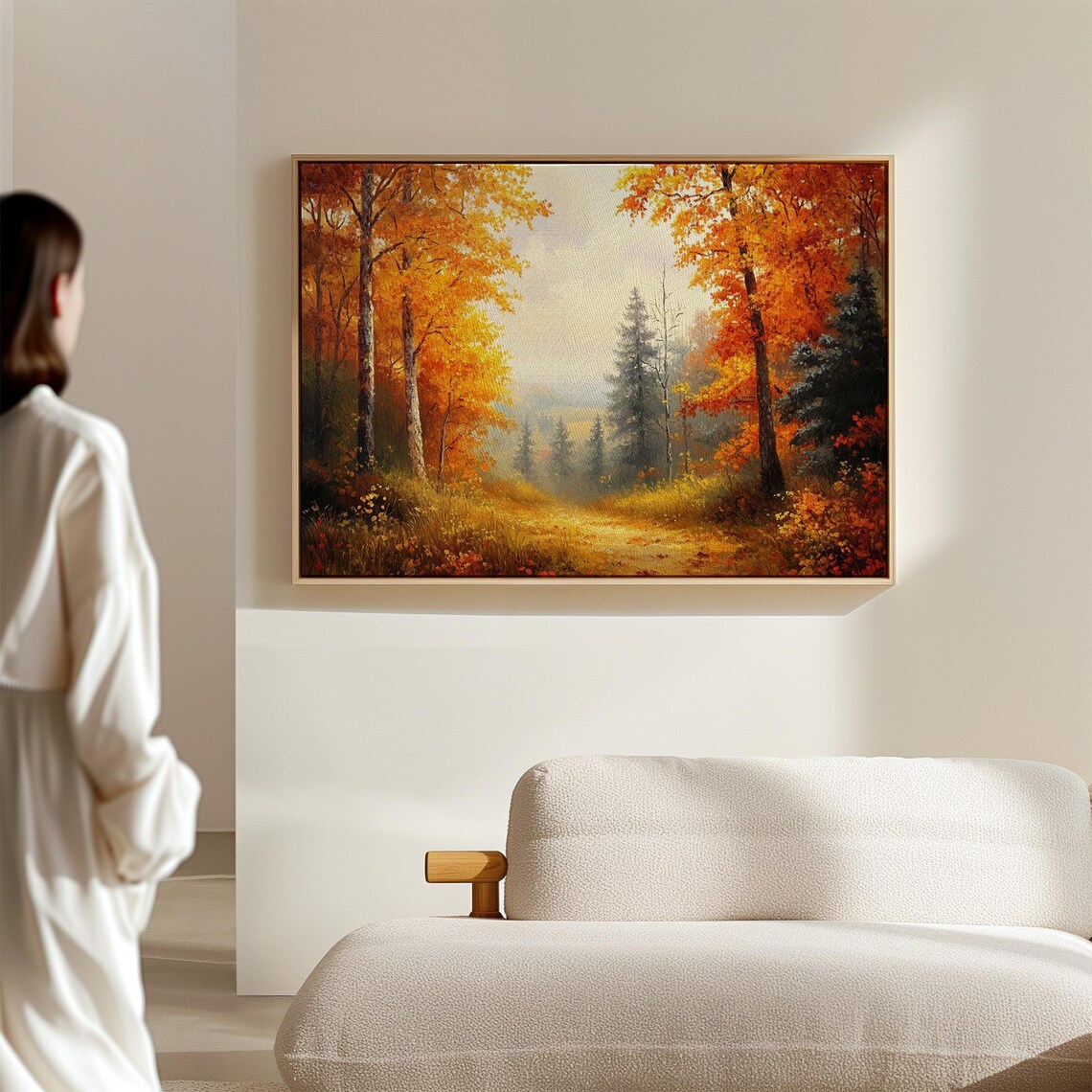 Golden Autumn Forest Path Fall Foliage Landscape Oil Painting Poster - Image 4