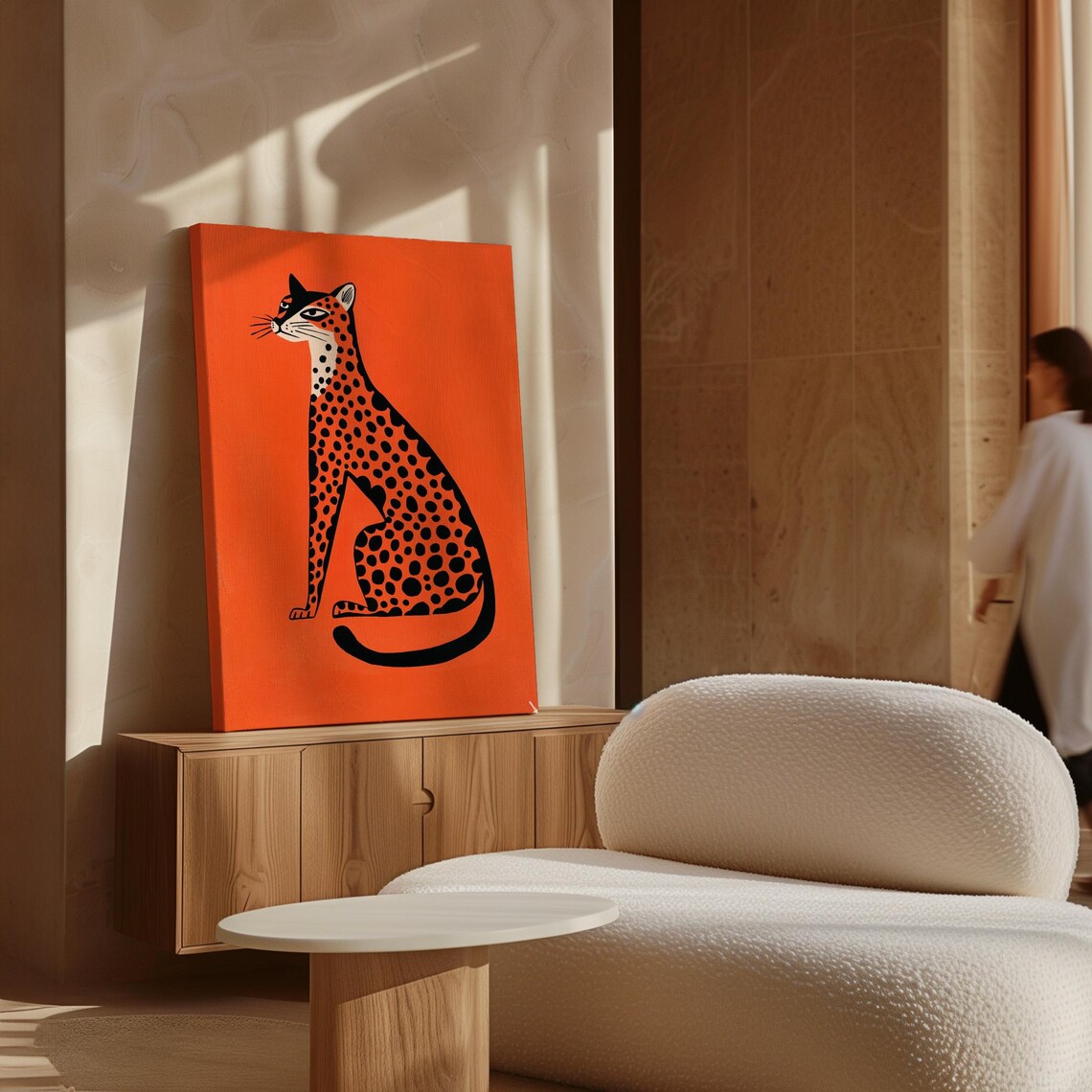 Bold Abstract Cheetah Silhouette On Vibrant Orange Modern Animal Poster - Image 5