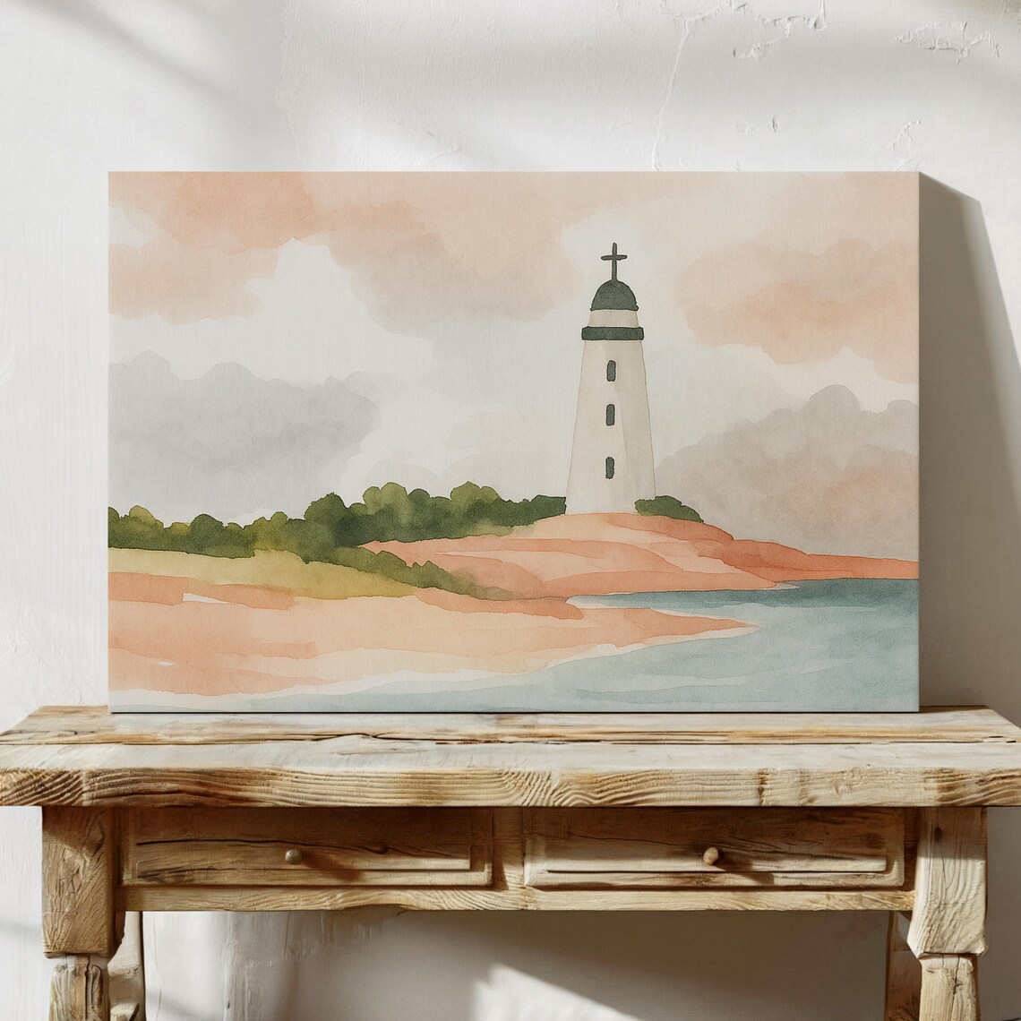Christian Lighthouse Watercolor, Faith Inspired Decor - Image 4