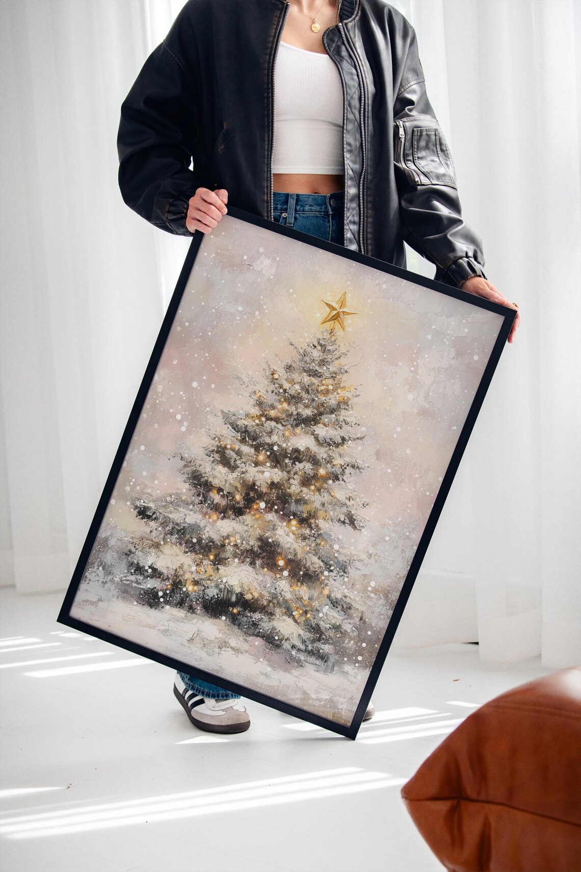 Cozy Snowy Christmas Tree, Festive Winter Art Print - Image 3
