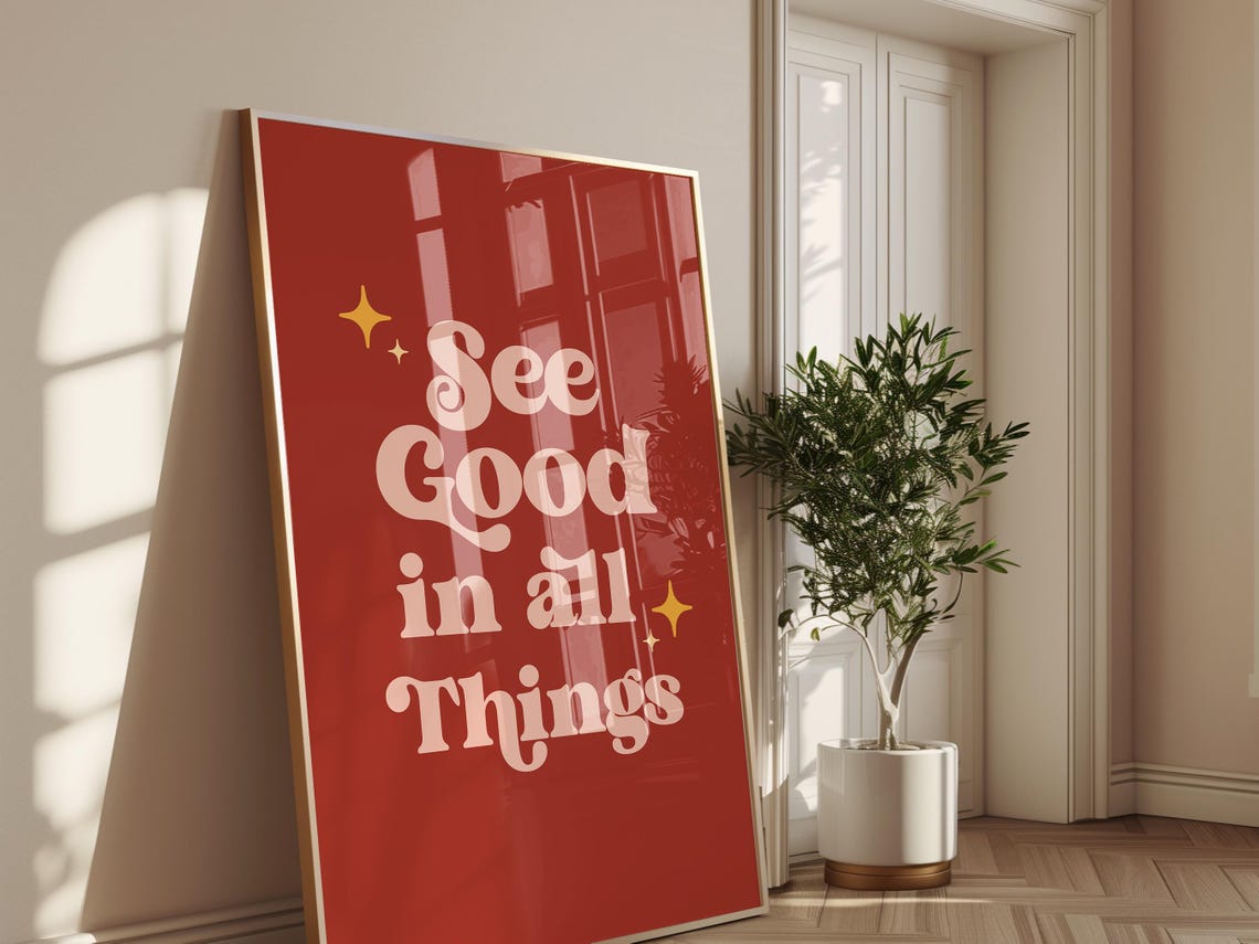 See Good In All Things Retro Typography Rust Red Quote Poster - Image 2
