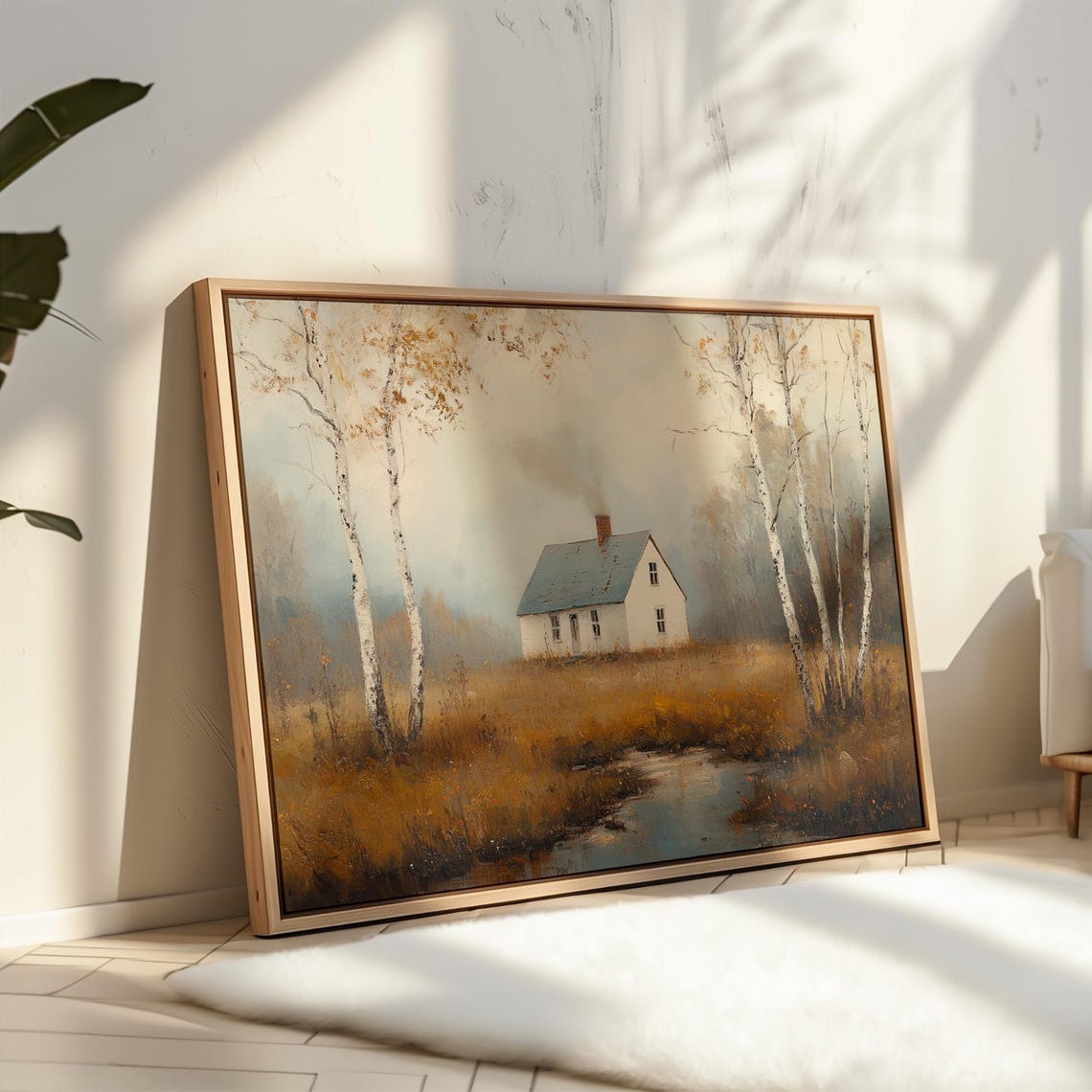 Misty Autumn Cottage Landscape, Rustic Fall Scene - Image 5