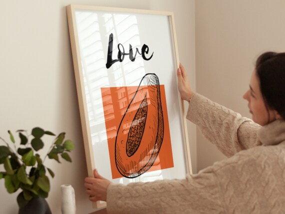 Papaya Love Fruit of the Spirit Hand Drawn Christian Quote Wall Art