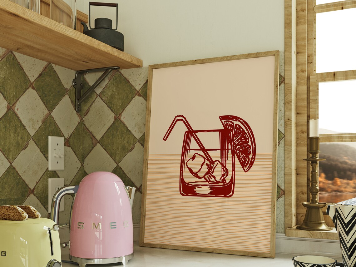 Boho Cocktail Art Print, Minimalist Modern Decor - Image 2