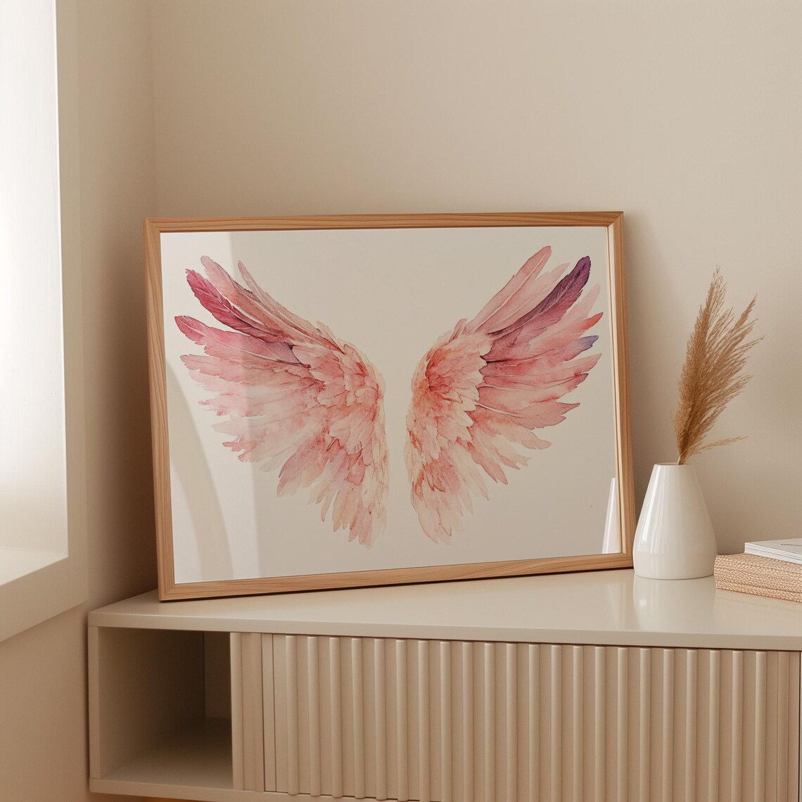 Angel Wings Watercolor Art Print, Celestial Boho Decor - Image 2