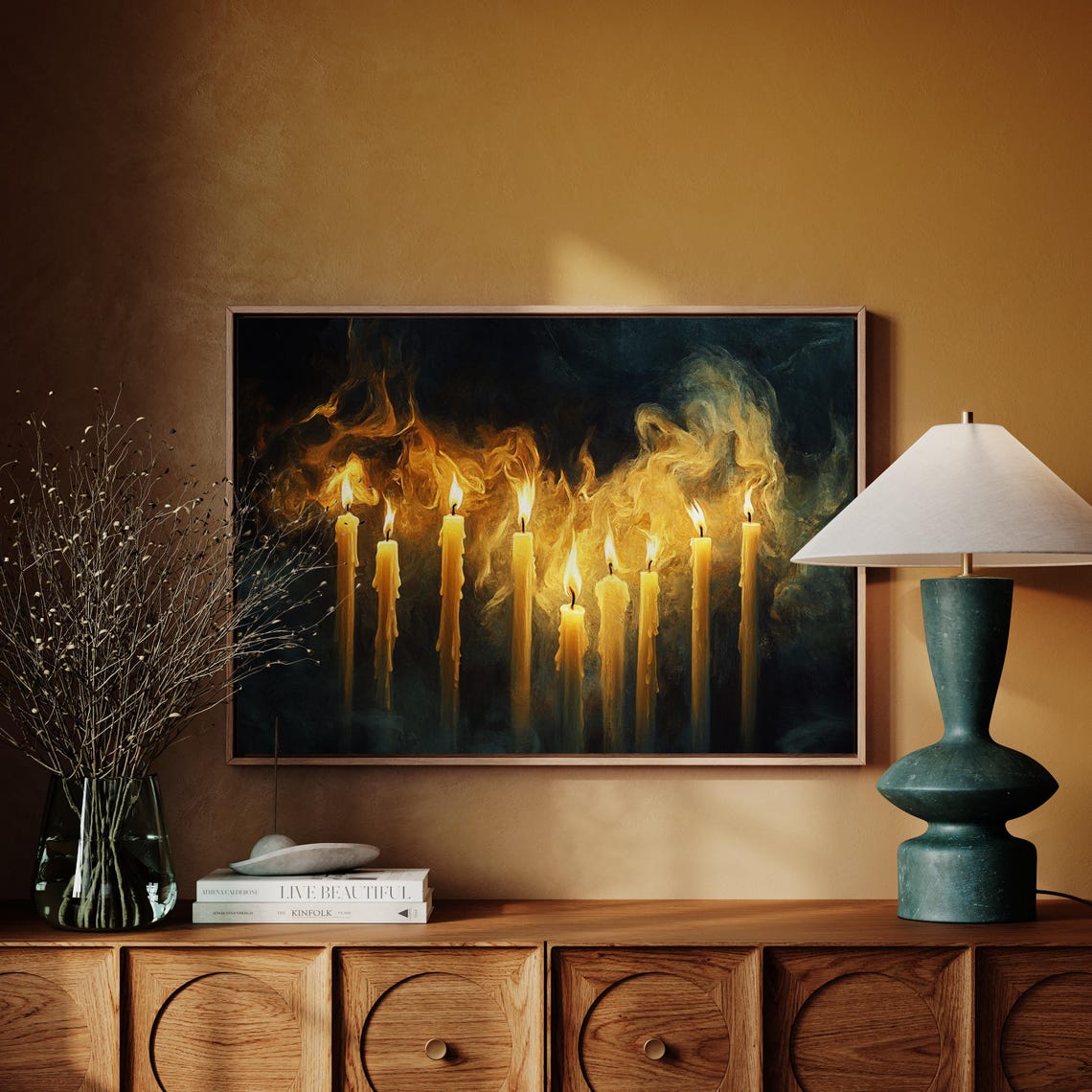 Mystical Candlelight Wall Art Print Dark Gothic Enchanted Flames Moody Wax Candles Witchy Aesthetic Decor Mysterious Home Accent - Image 3